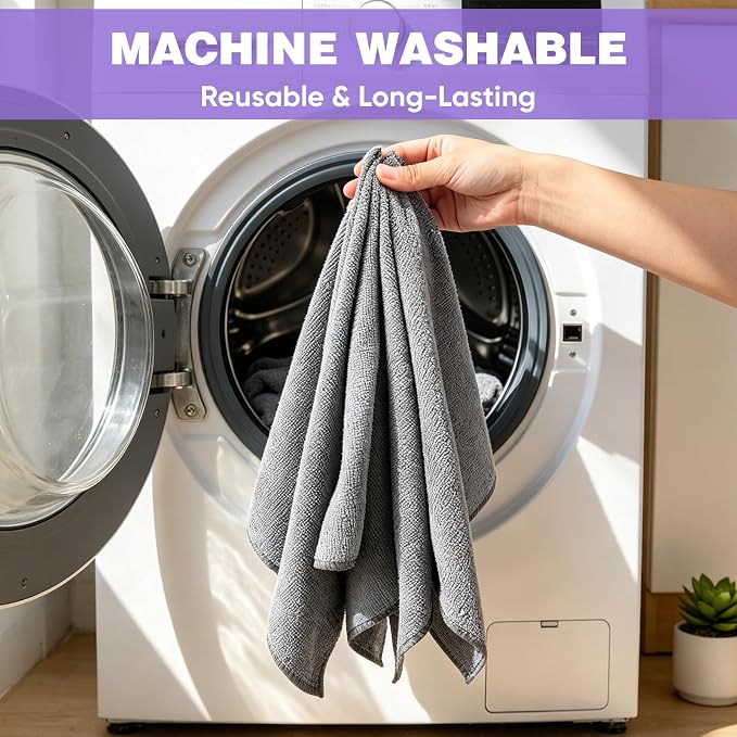 TEAWOO 10 PCS Grey Microfiber Cleaning Cloths, Highly Absorbent Microfiber - Image 6