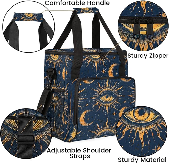 Boho Moon Coffee Maker Carring Bag, Large Insulated Storage Organizer Case Tote - Image 6