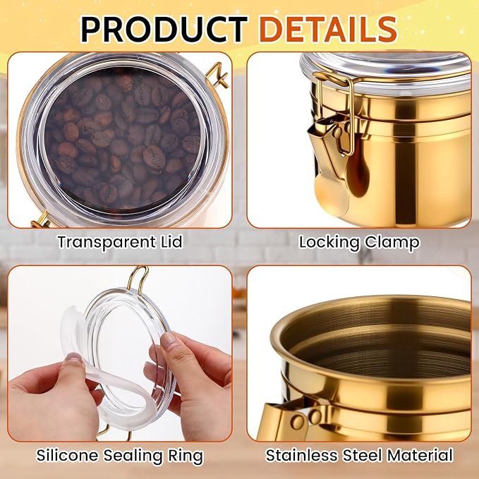 6 Pcs Stainless Steel Food Storage Containers Set Airtight Kitchen Canisters - Image 3