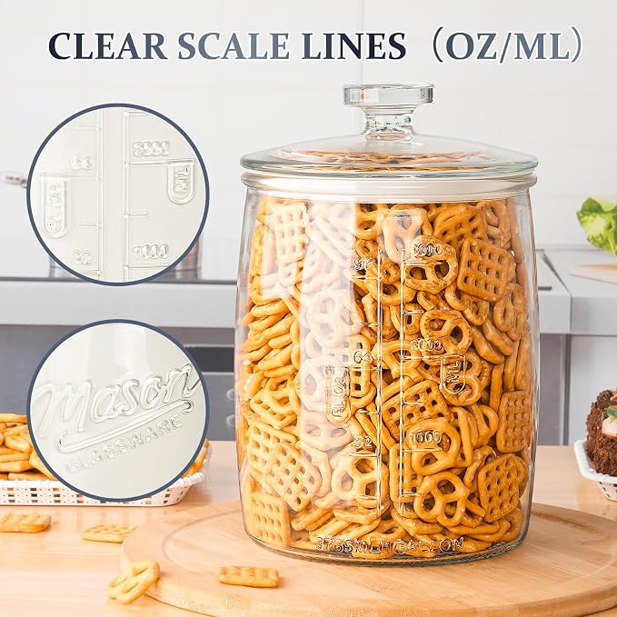 Folinstall 2 Pack 1 Gallon Glass Cookie Jar, Large Glass Jar - Image 4