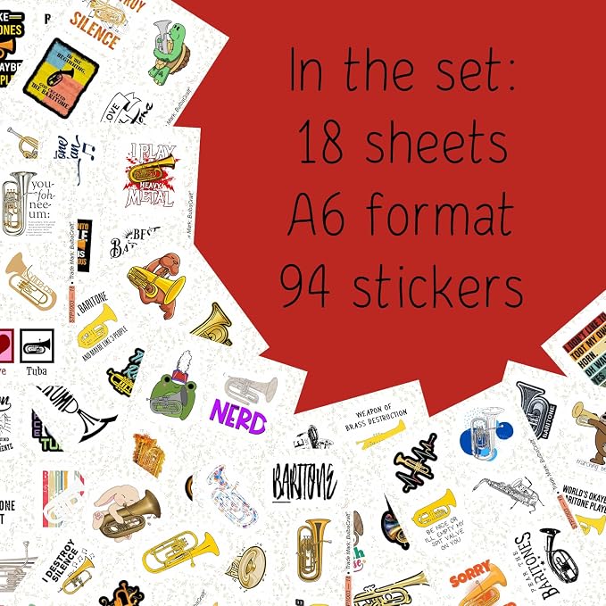 100Pcs Baritone Stickers for Water Bottle and Laptop - Image 2