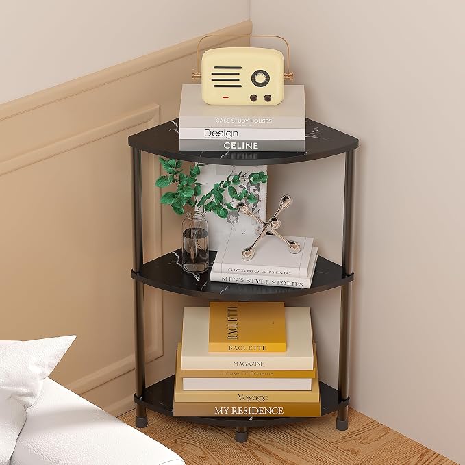 Book Small Corner Shelf, 3 Tier Corner Bookshelf Display by Greatseas