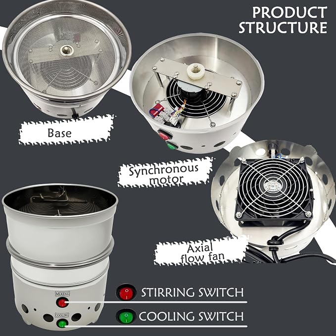 Self-Stirring Coffee Bean Cooler, 110v Electric Rapid Cooling Machine 1.76LB - Image 4
