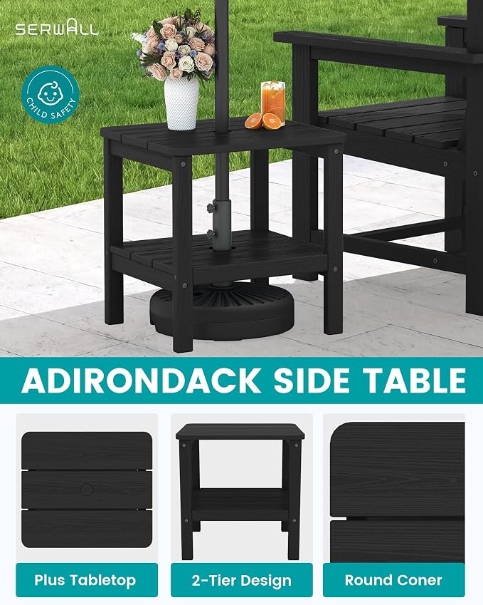 SEWRWALL 3 Pieces Patio Bistro Set, All Weather Adirondack Chair Set - Image 2