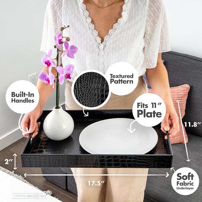 Black Leather Serving Tray - Image 4