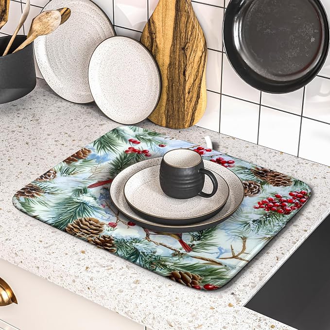 Winter Birds Dish Drying Mats 16x18 Inch - Image 5