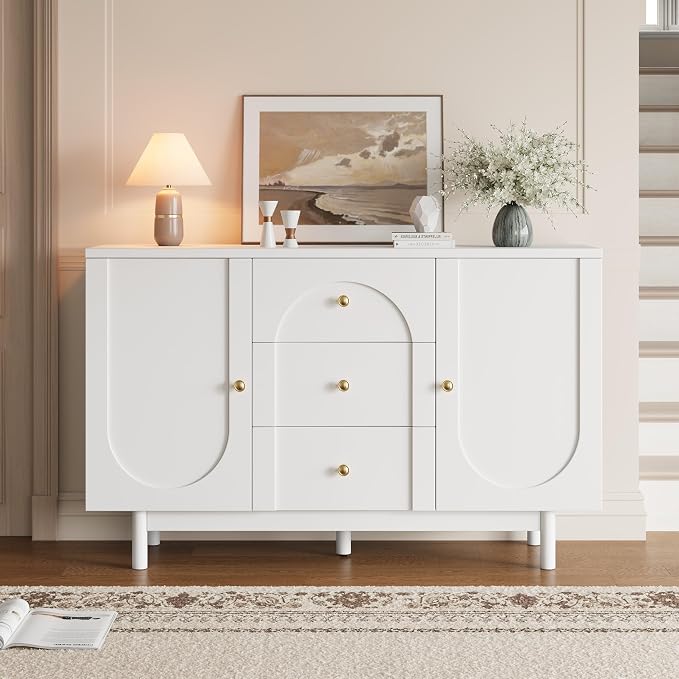 Buffet Cabinet with Drawers, Modern Coffee Bar Station Kitchen Table - Image 8