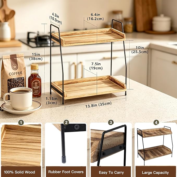QUALLON Coffee Bar Accessories and Organizer, Coffee Station Organizer 2 Tier - Image 3