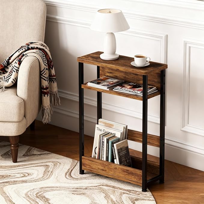 GarveeHome Narrow Side Table for Small Spaces, 3 Tier Small End Table - Image 7