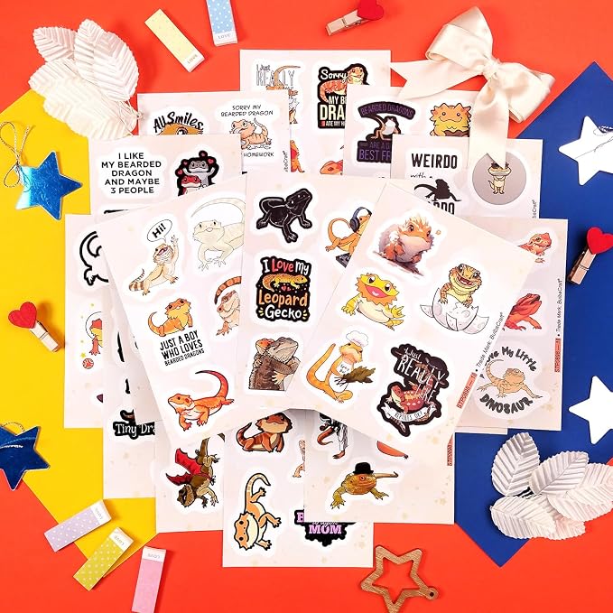 100Pcs Cute Bearded Dragon Stickers - Image 7