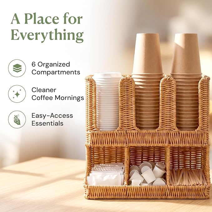 Cantalop Cup and Condiment Holder, Coffee Station Organizer - Image 2
