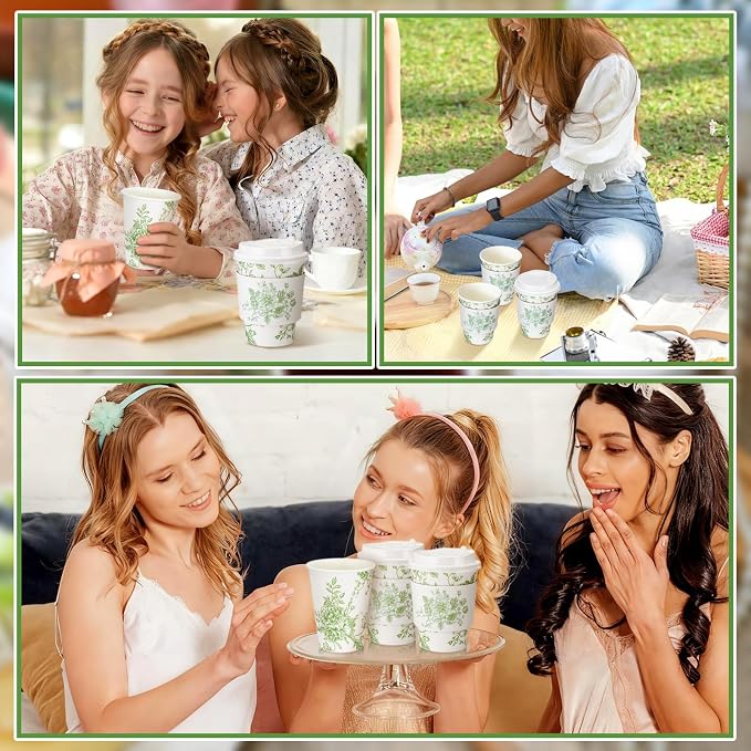 Vesici 60pcs 14oz Green Disposable Coffee Cups - Image 7
