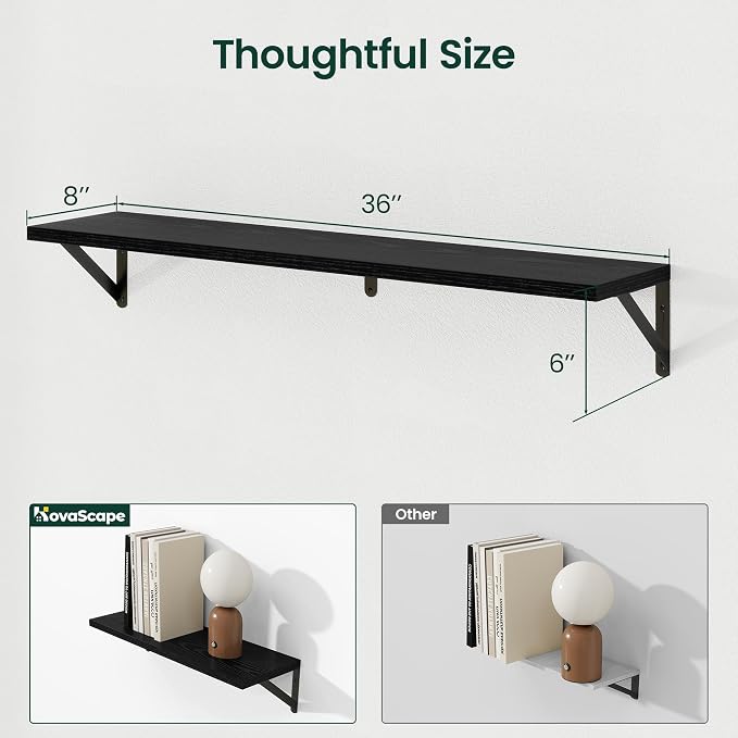 Floating Shelves 8 Inch Deep, 36W x 8D Wall Shelf Set of 2, 60 lbs Heavy Duty - Image 3