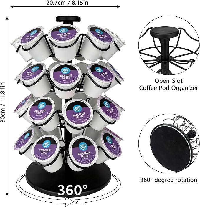 Miuly 360° Spinning Coffee Pod Stand| Holds 36 K-Cup, Dolce Gusto Pods | Large - Image 2