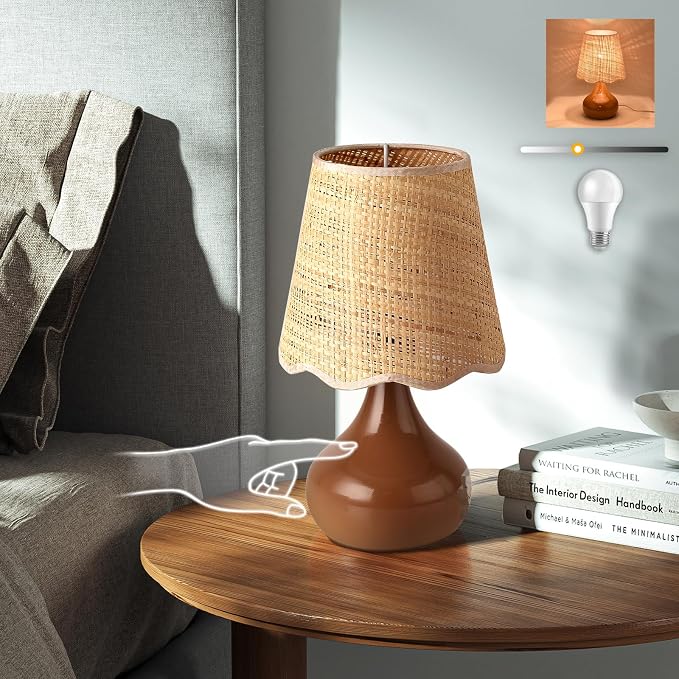 Ziqqeelam Brown Small Bedside Table Lamp by Unknown