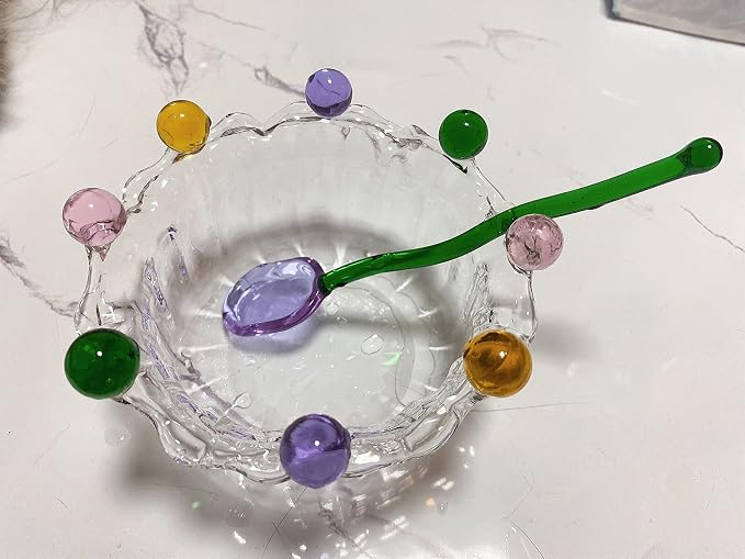 4Pcs Colorful Clear Curved Glass Coffee Stirring Spoons - Image 9