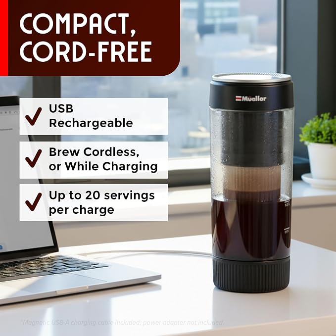 Mueller RapidBrew Cold Brew Iced Coffee Maker – 10 Min Fast Brew Portable - Image 4