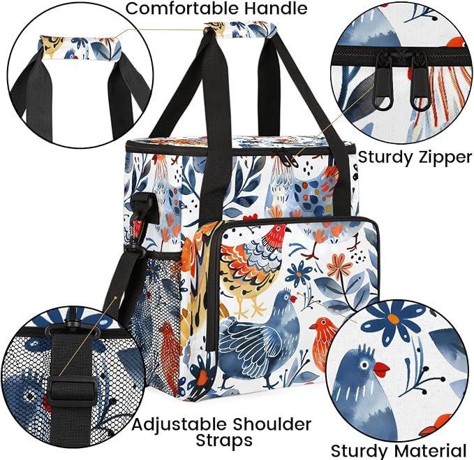 Cute Chicken Coffee Maker Carring Bag, Large Insulated Storage Organizer Case - Image 6
