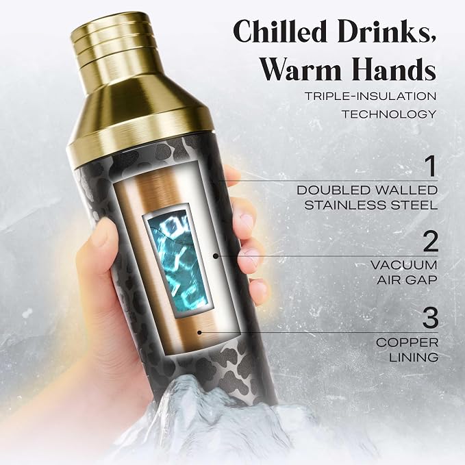 BARE BARREL Insulated Cocktail Shaker Set | Double Wall Stainless Steel | - Image 2