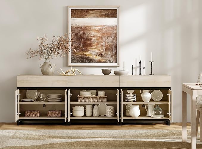WAMPAT Sideboard Buffet Cabinets, Modern Credenza Sideboard - Image 8