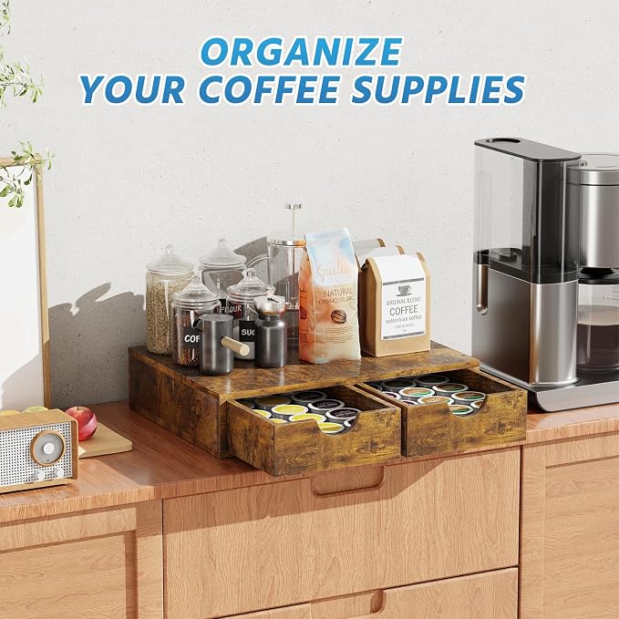 Simple Trending Wooden Coffee Pod Holder Drawer, K Cup Drawer Organizer - Image 3