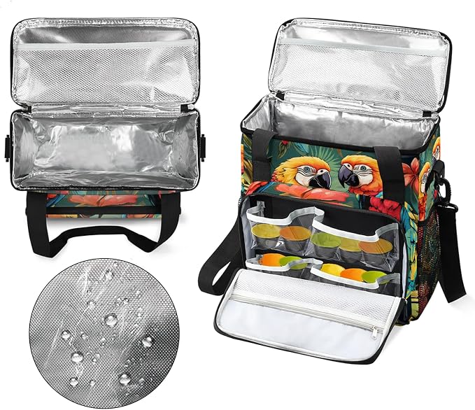 Tropical Bird Parrot Coffee Maker Carring Bag, Large Insulated Storage - Image 3