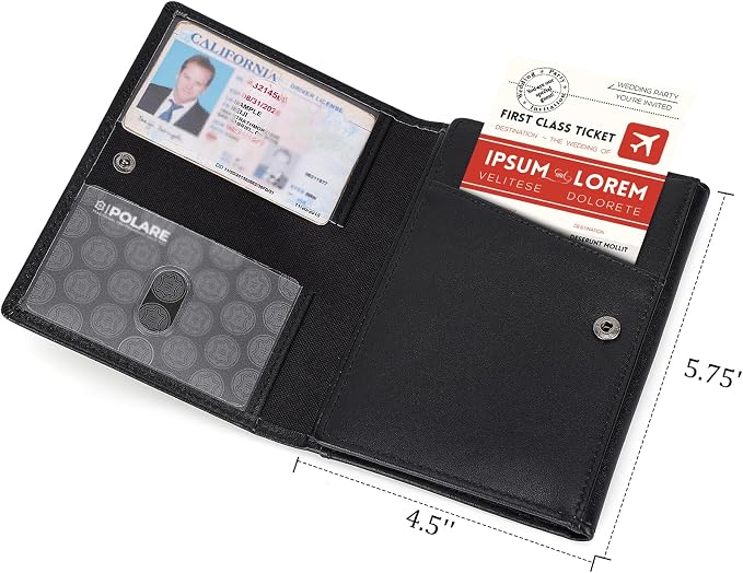 Polare Napa Leather Pilot Wallet Passport Holder RFID Blocking Tri-fold Travel - Image 3