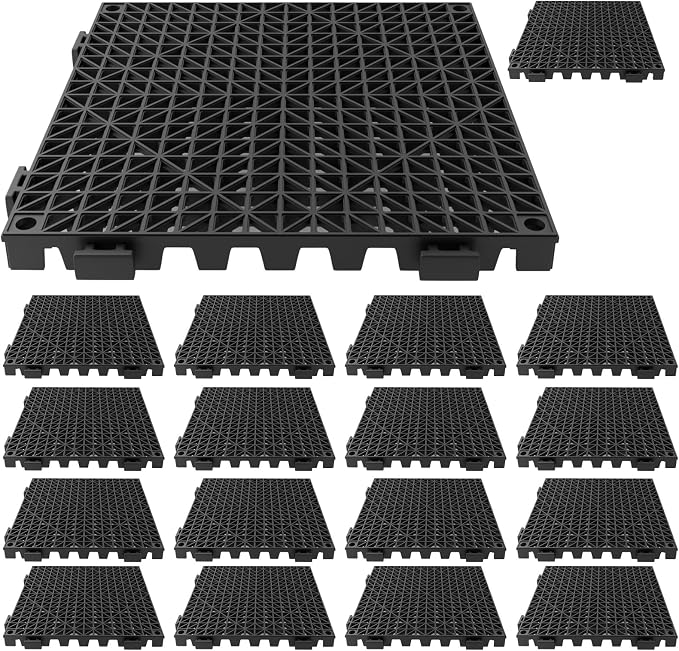 Tioncy 18 Pcs Bar Countertop Supplies Interlocking Mats 12 x 12 Inch Black by Tioncy