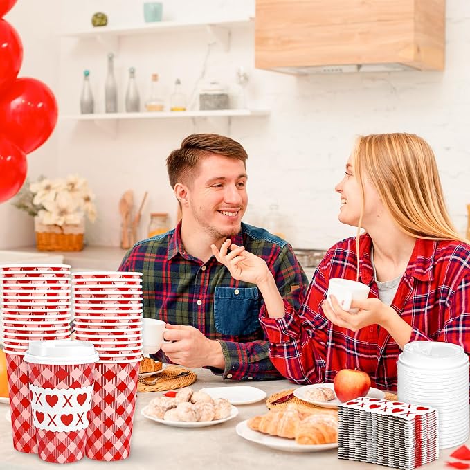 Whaline 50 Pcs Valentine's Day Disposable Coffee Cups - Image 5