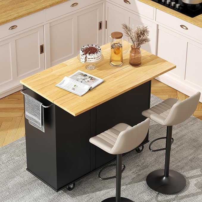 QAQA 40" Kitchen Island Cart Furniture cart on Wheels Rolling Portable Dining - Image 4