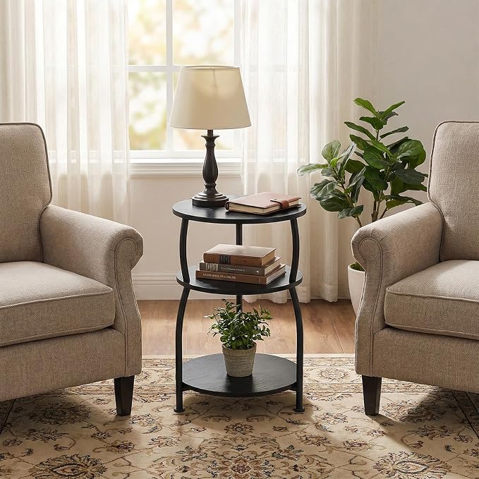 Round Side Table, 3-Tier End Table - Image 7
