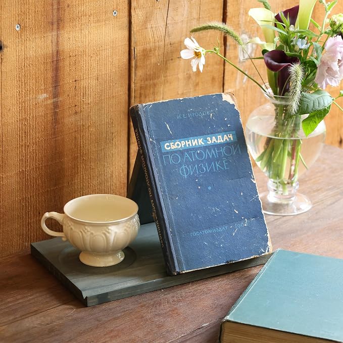 LITIVY Wooden Book Holder with Drink Holder, Wooden Triangle Bookmark Reading - Image 2