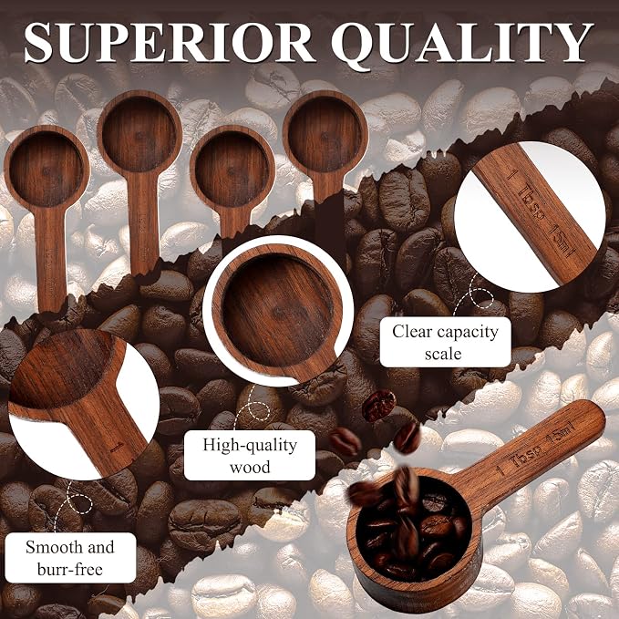 Skyley 4 Pcs Coffee Wooden Scoop - Image 3