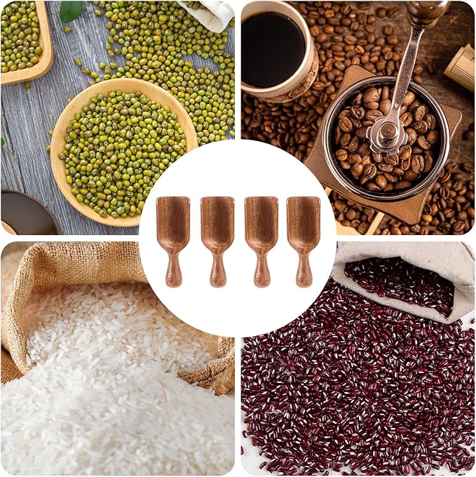 4pcs Acacia Mini Wooden Spoons, Wooden Coffee Scoops Versatile Coffee Bean - Image 7