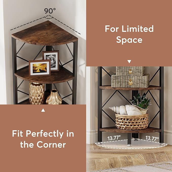 Tribesigns 7-Tier Corner Shelf, 78.7” Extra Tall Corner Bookcase, Industrial - Image 6