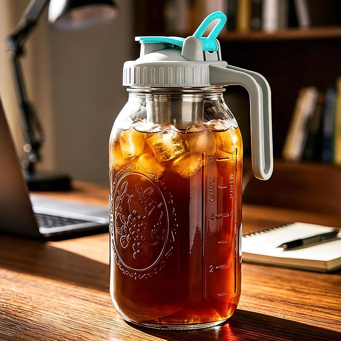 Mason Jar Cold Brew Coffee Maker 64 OZ Wide Mouth Cold Brew Pitcher - Image 9