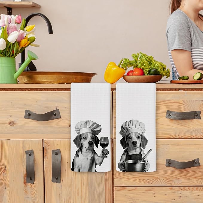 Funny Chef Beagle Kitchen Towels Set of 2, Beagle Dog Gifts - Image 4