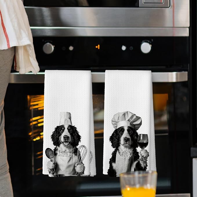Bernedoodle Kitchen Towels Set of 2, Dog Kitchen Accessories, Bar Decor - Image 2