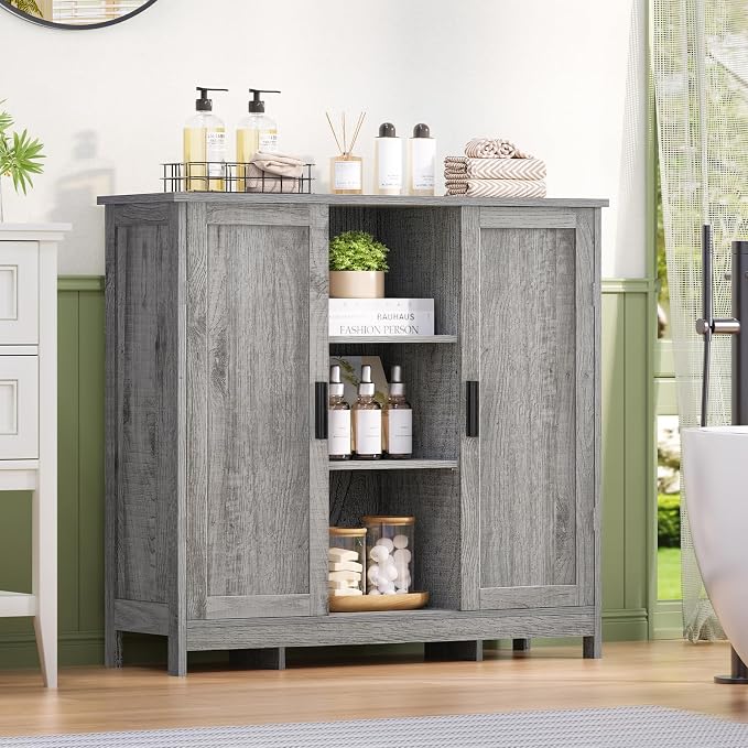 Iwell Storage Cabinet with 2 Doors and 4 Adjustable Shelves, Buffet Cabinet - Image 8