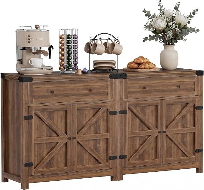 YESHOMY Kitchen Storage Cabinet, Coffee Bar Cabinet, Farmhouse Sideboard Buffet by SearchallYESHOMY