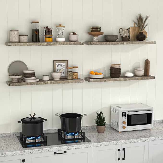Fun Memories 72 Inch Reclaimed Wood Floating Shelves - Image 7