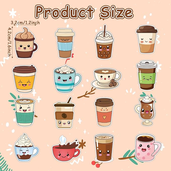 Haooryx Cute Coffee Sticker Rolls - Image 2