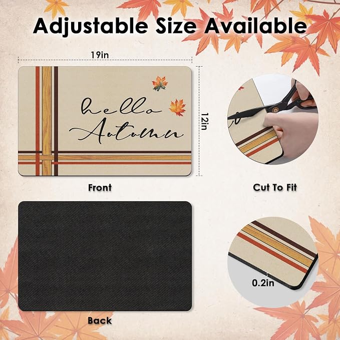 Arttown Coffee Mat for Countertops, Hello Autumn Fallen Leaves Dish Drying Mat - Image 3
