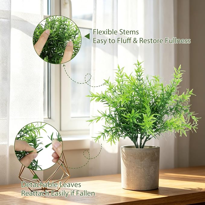 ZAIYW 4 Pack Small Fake Plants Indoor, Mini Potted Artificial Plants Eucalyptus - Image 7