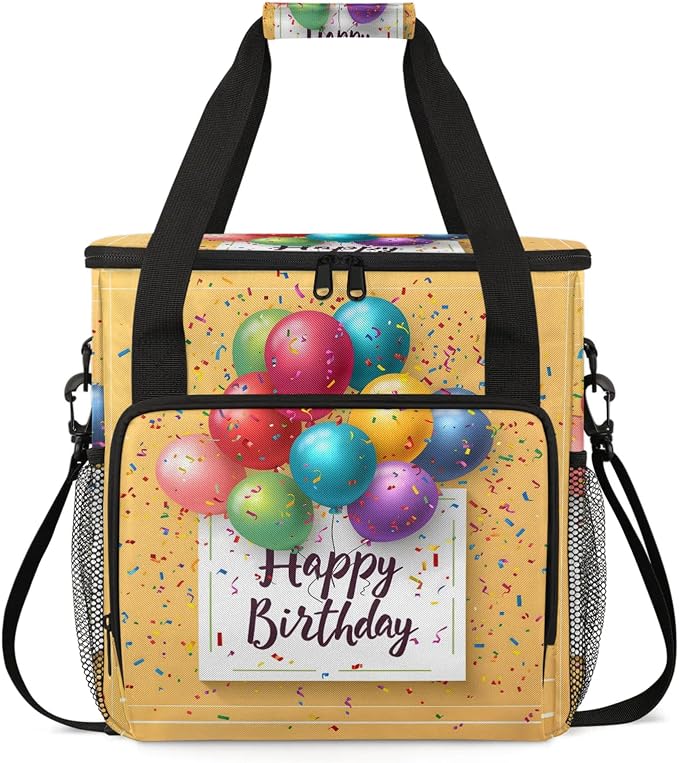 Happy Birthday Colorful Coffee Maker Carring Bag, Large Insulated Storage by Home