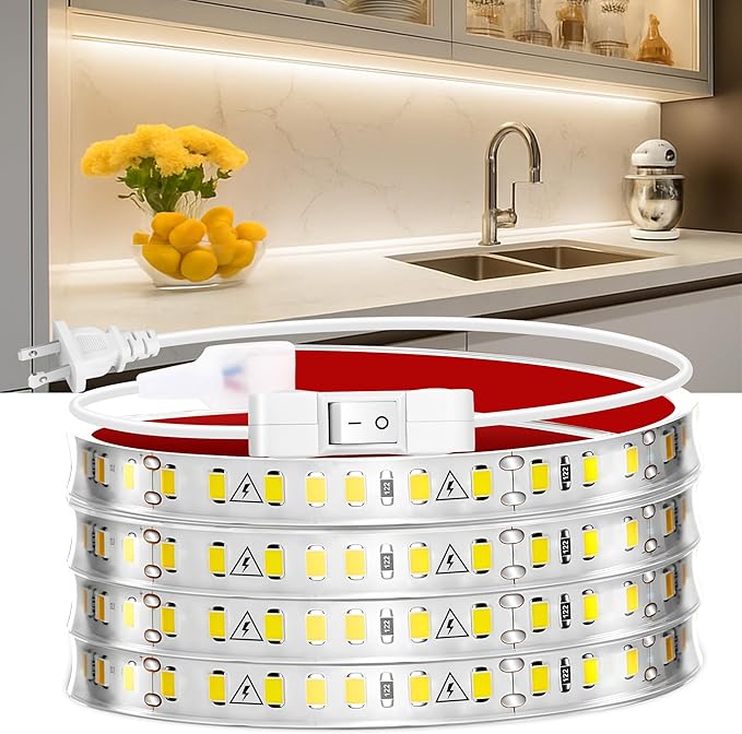 maylit Under Cabinet Strip Lighting Plug in 72in, Ultra Bright Small LED Light by maylit