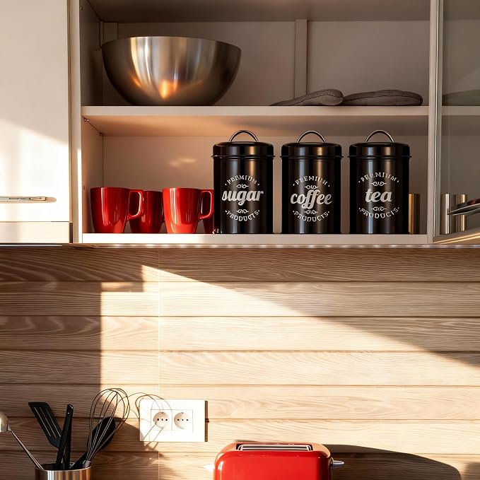 3 Piece Food Jars Canisters Sets, Airtight Coffee Container, Tea Organizer - Image 6