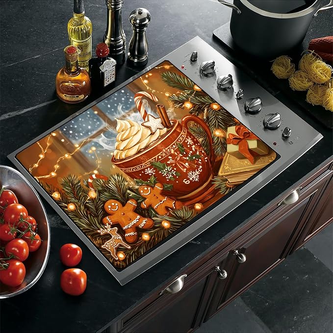 Christmas Stove Cover 28.3 x 20.5 Inches, Hot Cocoa Gingerbread Stove Top - Image 3