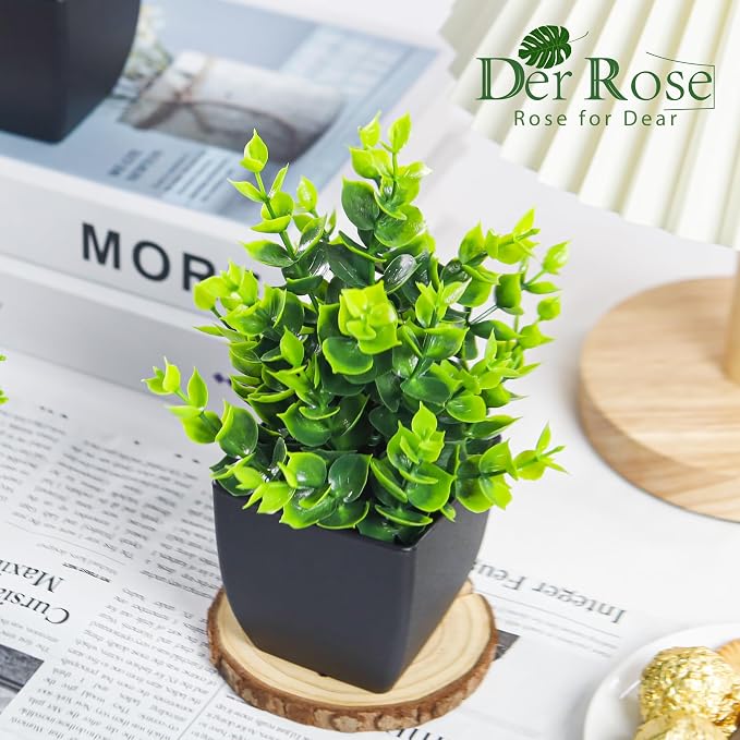 Der Rose 4 Packs Fake Plants Small Artificial Mini Faux Plants - Image 3