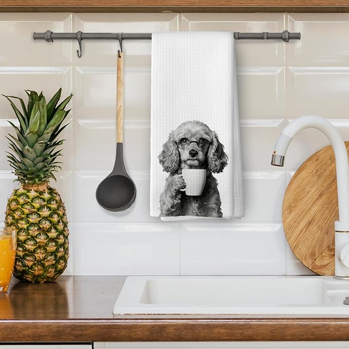 Funny Cocker Spaniel Coffee Bar Kitchen Dish Towels, Cocker Spaniel Gifts - Image 4
